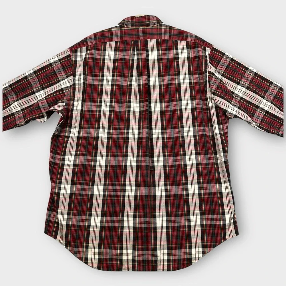 VTG Polo Ralph Lauren Shirt XXL Tartan Plaid Long Sleeve Blaire Oxford‎ Pocket
